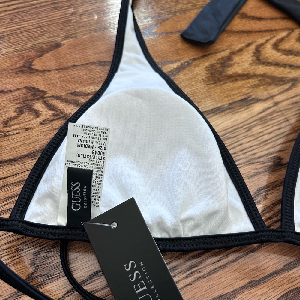Guess NWT halter bikini white black gold - Picture 9 of 10